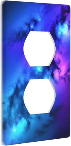Vista 7 de Cubierta de placa de pared para interruptor de luz dúplex individual Galaxy para el hogar, dormitorio, cocina, decorativo, 4.5 x 2.76 pulgadas