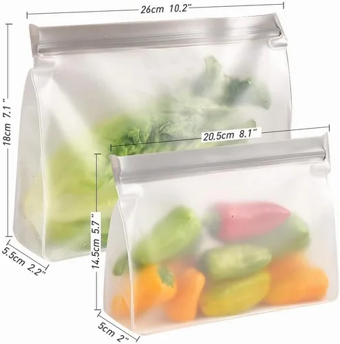 Vista 3 de Bolsas de almacenamiento reutilizables, bolsas con cierre de cremallera, bolsas reutilizables para sándwiches, bolsas de almuerzo para congelador, a