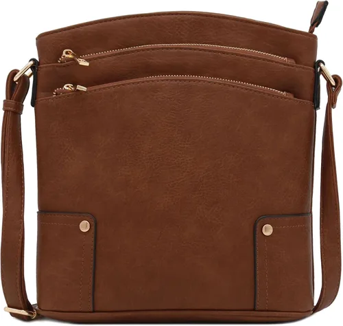 Vista 78 de Bolso cruzado grande con triple bolsillo con cremallera.