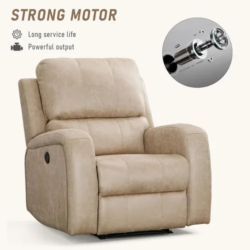 Vista 4 de HAOMARKETS Silla reclinable eléctrica, sofás reclinables de piel sintética suave con respaldo acolchado, sofá reclinable individual superrelleno