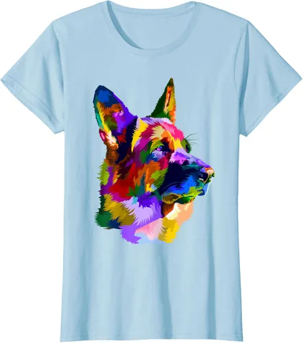 Vista 23 de Camiseta con retrato de pastor alemán para dueños de perros, Negro, S