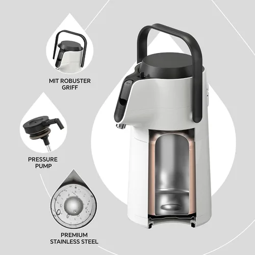 Vista 7 de IDEUS Jarra térmica de café de acero inoxidable de 68 onzas y dispensador de bebidas Airpot de 74 onzas