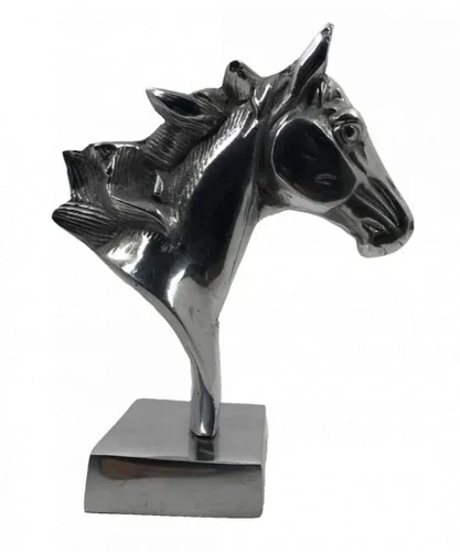 Vista 6 de Cabeza de caballo decorativa de peltre plateado