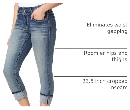 Vista 4 de WallFlower Vaqueros Luscious Curvy de 23.5” de cintura media para mujer, jeans de mezclilla Insta Stretch para juniors Albahaca
