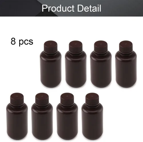 Vista 4 de Othmro 8 botellas de plástico de reactivo químico de laboratorio, 3.4 fl oz/3.4 oz de boca pequeña líquido/sólido redondo recipientes