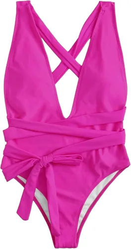 Vista 3 de Lilosy - Traje de baño sexy de una pieza, con tirantes cruzados y tanga de corte alto estilo brasileño