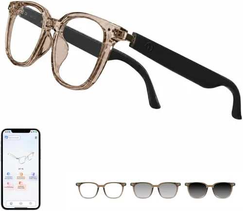 Vista 11 de Gafas Inteligentes Bluetooth para Mujeres, Gafas de Traducción AI Compatible con 165+ Idiomas, Micrófono y Altavoces Integrados, Lentes que Cambian