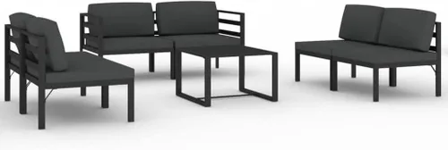 Vista 2 de Juego de 7 piezas para patio con cojines, sofá al aire libre, juego de bar de patio, muebles modernos para exteriores, banco de comedor