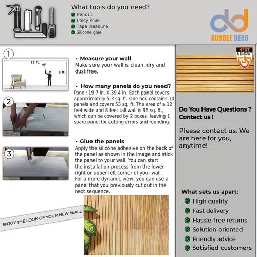 Vista 7 de Dundee Deco Paneles de pared 3D con efecto de madera, revestimiento, paneles de pared de aspecto de madera marrón amarillento, revestimiento