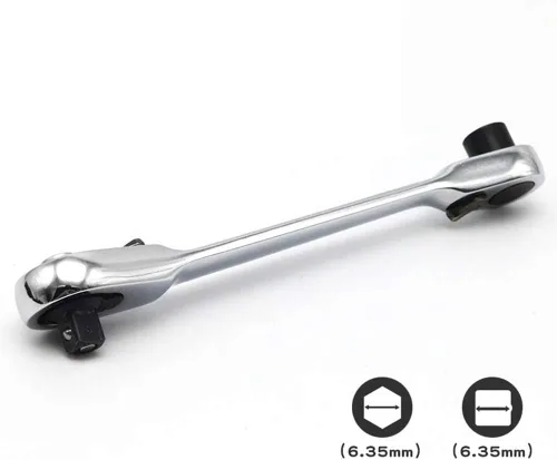 Vista 8 de Mini llave de trinquete de enchufe rápido de 1/4 pulgadas Varilla Destornillador Llave de punta doble