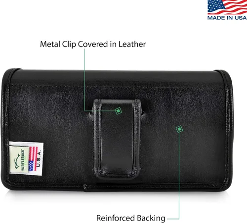 Vista 2 de Turtleback Funda diseñada para iPhone 11 (2019) y iPhone XR (2018), funda de piel negra con clip ejecutivo para cinturón, horizontal
