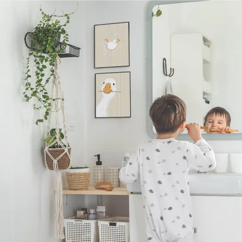 Vista 6 de Impresiones de Arte de Pared para Baño de Niños Wheatwin, Decoración de Pared de Ganso para Baño