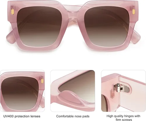 Vista 66 de SOJOS Gafas de sol cuadradas vintage de gran tamaño para mujer, estilo retro, de lujo, grandes, UV400 SJ2194