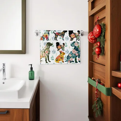 Vista 6 de Toallas de cocina para perros, regalos para amantes de los perros, mujeres, mamá, toallas de mano florales para decoración de cocina y baño, 16 x 24