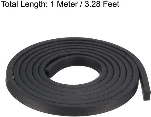 Vista 2 de uxcell Tira de sello de goma rectangular maciza, 0.197 in de ancho, 0.118 in de grosor, 3.3 ft de largo, color negro