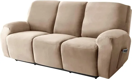 Vista 25 de Funda de terciopelo para sofá reclinable con abertura, funda elástica para sofá reclinable, funda elástica para muebles antideslizantes con parte