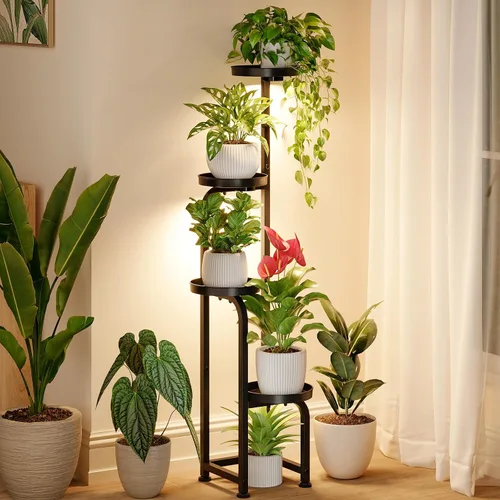 Vista 8 de Bamworld - Soporte de esquina para macetas de metal para interiores y exteriores Verde oscuro