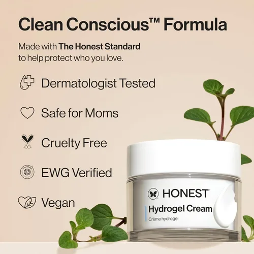 Vista 5 de Honest Beauty Mini crema de hidrogel con ácido hialurónico Crema de agua ligera e hidratante Suave para pieles sensibles, sin fragancia, vegana