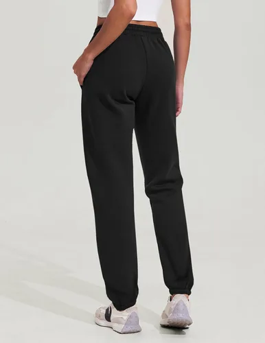 Vista 4 de Pinspark Pantalones deportivos con forro polar para mujer, para invierno y otoño, pantalones deportivos casuales holgados con bolsillos