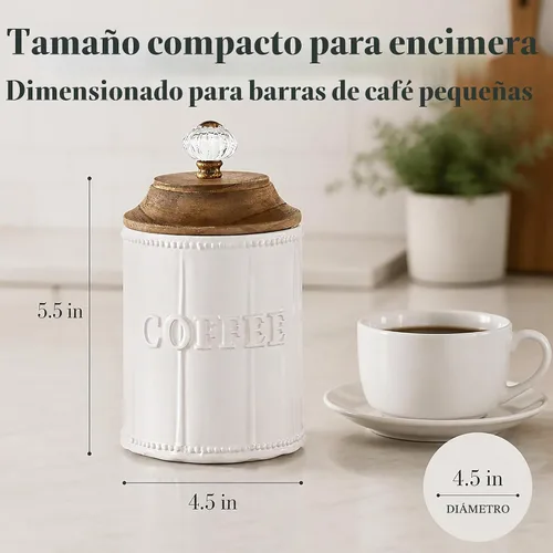 Vista 7 de Mud Pie Circa - Canistera de café con perilla de puerta, de madera Pomo de puerta de madera