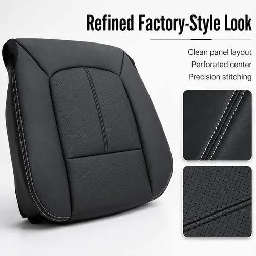 Vista 6 de FZJDSD Funda de asiento de repuesto de piel de microfibra perforada para el lado del conductor, color negro, compatible con Ford F250 F350 F450 F550