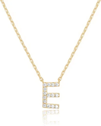 Vista 17 de PAVOI 14K White Gold Plated Cubic Zirconia Initial Necklace Letter Dainty Necklaces for Women