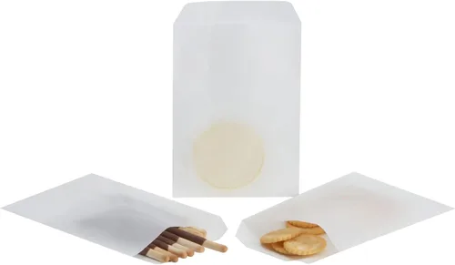 Vista 5 de 100 bolsas de papel de cristal planas de tamaño mini de 3 x 5 pulgadas, semitransparentes para regalos de fiesta