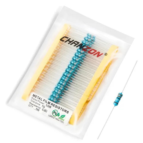 Vista 34 de Chanzon 100pcs 1/2W (0.5W) 1 Ω ohmios Resistencia fija de película metálica 0.01 ±1% Tolerancia 1R MF Orificio pasante Resistencias limitadoras
