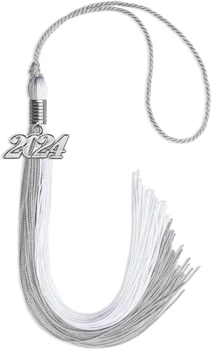 Vista 105 de Endea Graduation Borla de doble color con gota de fecha plateada (negro/oro antiguo, 2025)