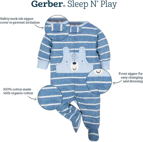 Vista 6 de Gerber Paquete de 8 mamelucos de manga corta y 4 paquetes de ropa Sleep 'N Play