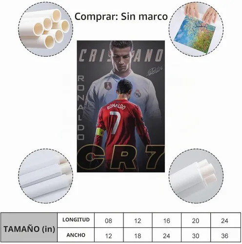 Vista 2 de fhzang Póster de Cristiano Ronaldo 1 póster de lienzo sin marco: 30 x 45 cm (12 x 18 pulgadas)