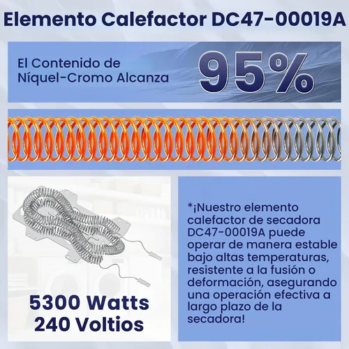 Vista 4 de 【Actualizado 2026】Elemento calefactor de secadora DC47-00019A para secadora Samsung
