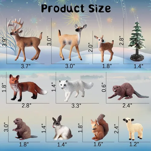 Vista 4 de 20 figuras de plástico de animales del bosque, figuras realistas de criaturas del bosque, juguetes en miniatura, kit de árbol de animales, juguetes