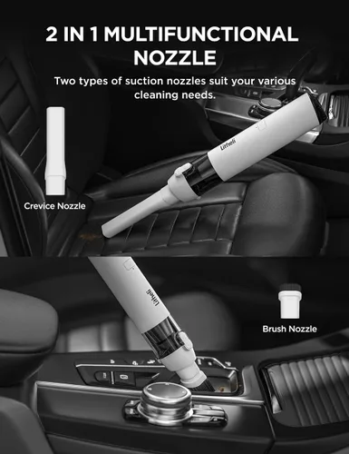 Vista 4 de LiTHELi Aspiradora de mano inalámbrica, potencia de succión de 10000 Pa con batería recargable en U, ultra ligera, mini aspiradora de coche Negro