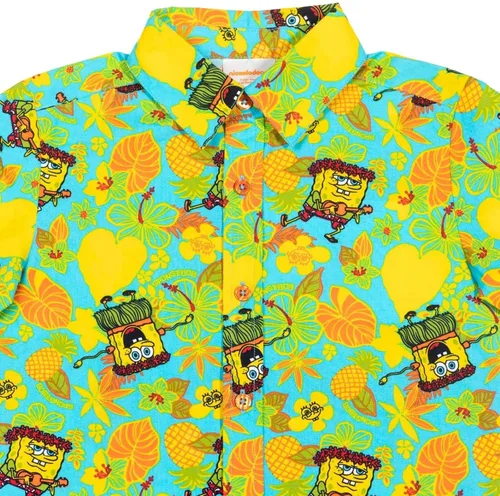 Vista 3 de Nickelodeon Bob Esponja Squarepants - Camisa hawaiana de manga corta con botones