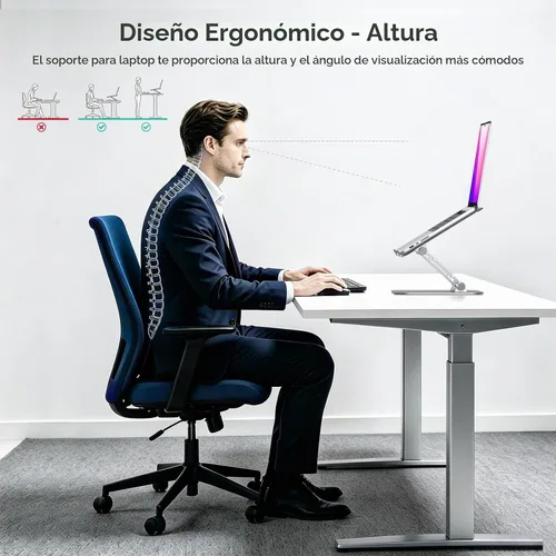 Vista 6 de K&ZZ Soporte para computadora portátil para escritorio, soporte ajustable 03-Plateado