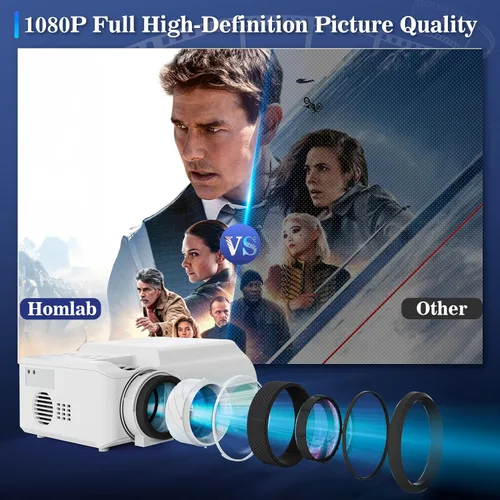Vista 2 de [Usado] Proyector de DVD portátil con reproductor de DVD integrado, mini proyector de películas con altavoz integrado, compatible