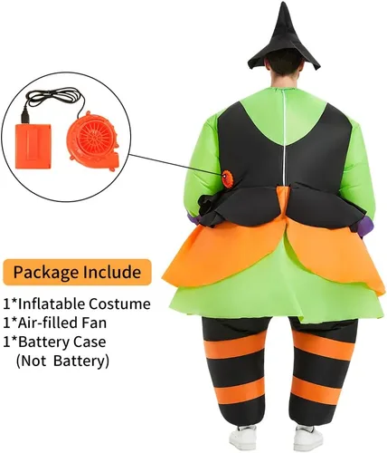 Vista 6 de Disfraz inflable para mascarada, disfraz inflable de cuerpo completo para adulto con sombrero, talla grande, divertido traje para hombres y mujeres