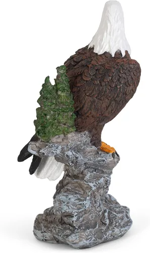 Vista 4 de Dicksons Eagle On Stone - Figura decorativa de mesa de piedra de resina, color marrón natural, 6 pulgadas