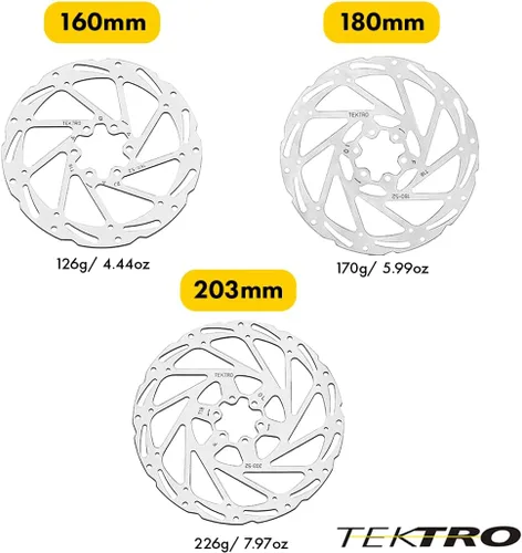 Vista 3 de Rotor de Disco Tektro TR203-52 - 203mm 6-tornillos 1.8mm de espesor para 2-pistón