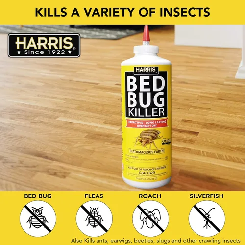 Vista 2 de Harris Asesino de insectos y chinches de cama, polvo de tierra de diatomeas, 9 onzas