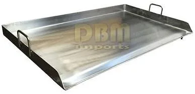 Vista 2 de Parrilla plana, plancha de acero inoxidable con estufa de doble propano de 32 x 17