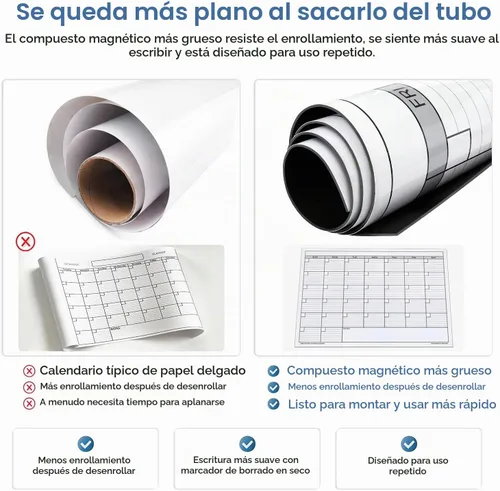 Vista 5 de Calendario magnético extra grande de borrado en seco, 38 x 50 pulgadas