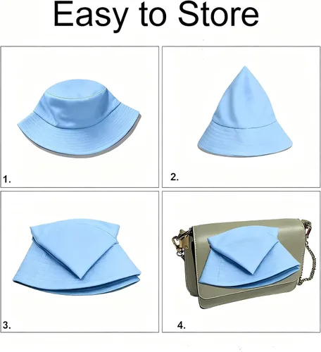 Vista 64 de PFFY Bucket Hat for Women Men Cotton Summer Sun Beach Fishing Cap