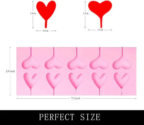 Vista 2 de Moldes de silicona de chocolate con forma de corazón, 2 paquetes de 10 cavidades para dulces de San Valentín para decoración de pasteles de boda