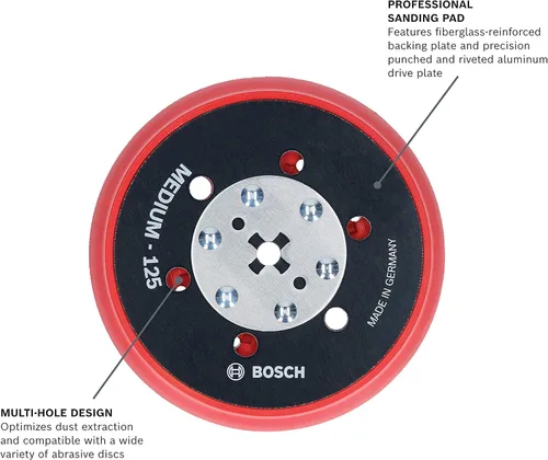 Vista 2 de BOSCH RSM5045 Almohadilla de lijado mediana de gancho y bucle con múltiples orificios de 5 pulgadas