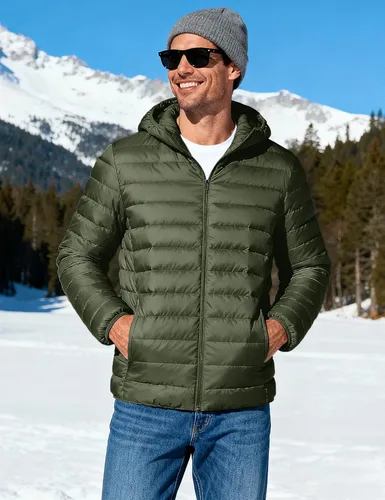 Vista 2 de TACVASEN Chaqueta Puffer Ligera para Hombre con Capucha Resistente al Agua a Prueba de Viento Chaqueta Aislante Acolchada con Forro Abrigos