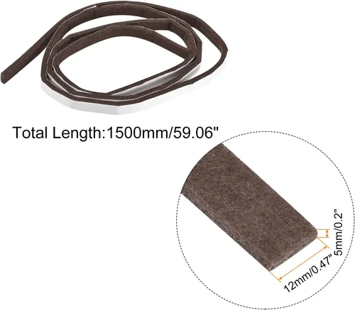 Vista 2 de uxcell Rollos de tiras de fieltro para muebles, 59 x 0.5 pulgadas, autoadhesivos, cortables, protectores de suelo antiarañazos para patas