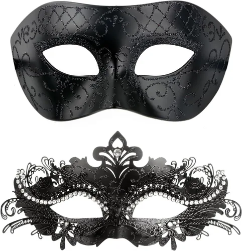 Vista 2 de Hoshin Máscara de mascarada para parejas, decoraciones de Mardi Gras, máscaras venecianas para mujer