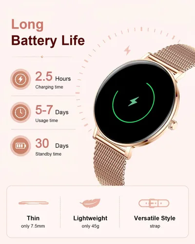 Vista 7 de Smart Watches for Women,1.32'' AMOLED Ultra-Thin Smart Watch with Bluetooth Make/Answer Call,Heart Rate/SpO2/Sleep Tracker,120+ Sport Modes IP68